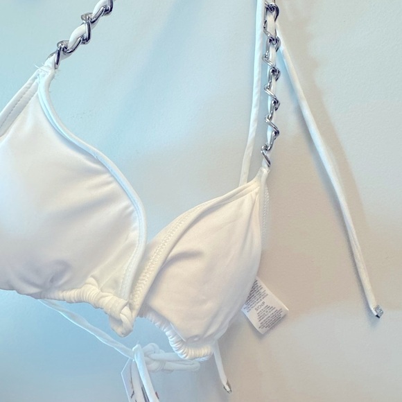 Michael Kors Women's Chain-Trim
String Triangle Bikini Top swimsuit SWhite - Picture 5 of 8